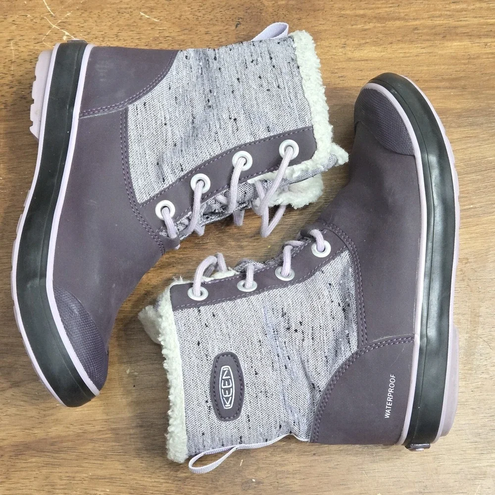 KEEN Youth Girls Kids Elsa Winter‎ Insulated Waterproof Snow Purple Boots Sz 2